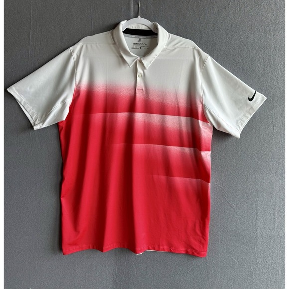 Nike Golf‎ Polo Standard Fit Men's Shirt Size XL Ombre Red White Striped Dri-Fit - Picture 1 of 7